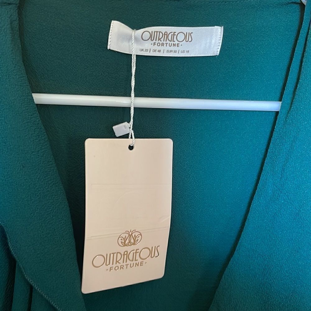 Green Wrap Dress with Bell Sleeve - Picture 3 of 6